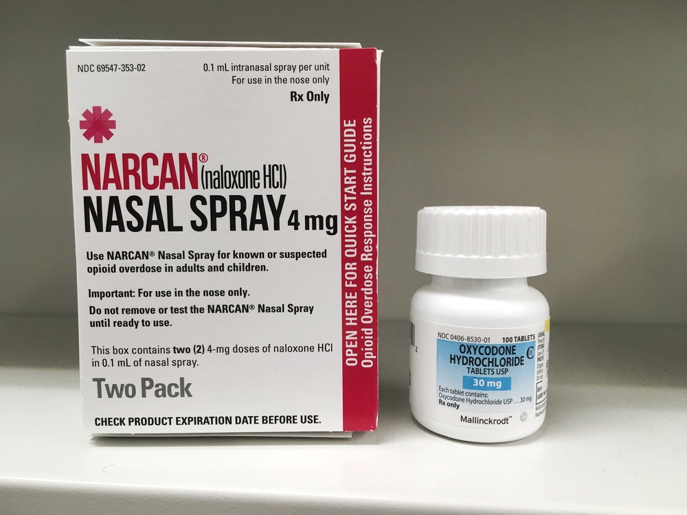 Narcan spray next to opioids